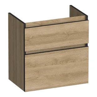 Brauer Delight Edge washbasin cabinet shallow - 60x39x60 cm - 2 drawers handleless - 1 siphon recess - MFC - Sunlit
