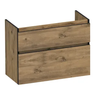 Brauer Delight Edge wastafelonderkast ondiep - 80x39x60 cm - 2 laden greeploos - 1 sifonuitsparing - MFC - Chateau