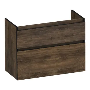 Brauer Delight Edge wastafelonderkast ondiep - 80x39x60 cm - 2 laden greeploos - 1 sifonuitsparing - MFC - Grove