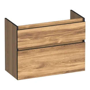 Brauer Delight Edge wastafelonderkast ondiep - 80x39x60 cm - 2 laden greeploos - 1 sifonuitsparing - MFC - Honey