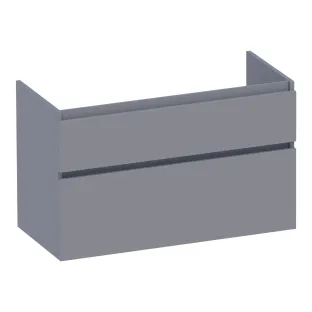 Brauer Delight wastafelonderkast - 100x46x60 cm - 2 laden greeploos - softclose - 1 sifonuitsparing - MDF gelakt - Mat Grijs