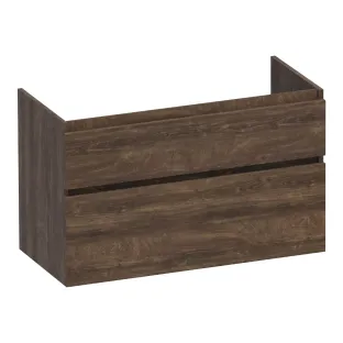 Brauer Delight wastafelonderkast - 100x46x60 cm - 2 laden greeploos - softclose - 1 sifonuitsparing - MFC - Grove