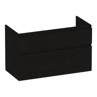 Brauer Delight washbasin cabinet - 100x46x60 cm - 2 drawers handleless - soft close - 1 siphon recess - MFC - Timber Black