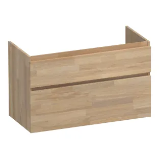 Brauer Delight wastafelonderkast - 100x46x60 cm - 2 laden greeploos - softclose - 1 sifonuitsparing - Vingerlas eiken grijs