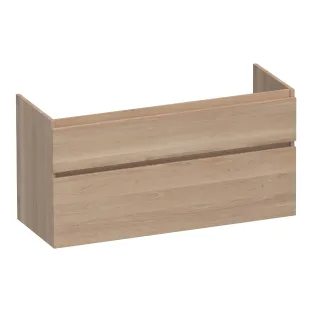 Brauer Delight wastafelonderkast - 120x46x60 cm - 2 laden greeploos - softclose - 1 sifonuitsparing - doorlopende lamellen - Massief eiken naturel