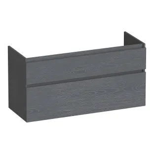 Brauer Delight wastafelonderkast - 120x46x60 cm - 2 laden greeploos - softclose - 1 sifonuitsparing - MFC - Timber Grey