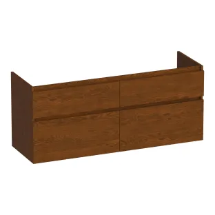 Brauer Delight washbasin cabinet - 120x46x60 cm - 4 drawers without handles - soft close - 2 siphon cut-outs - continuous slats - Solid oak brown