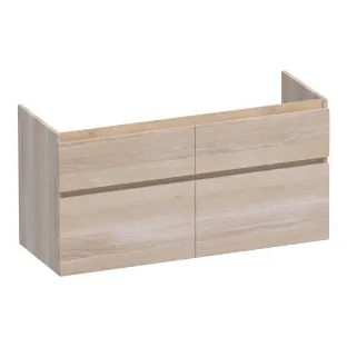Brauer Delight washbasin cabinet - 120x46x60 cm - 4 drawers without handles - soft close - 2 siphon cut-outs - continuous slats - Solid oak white