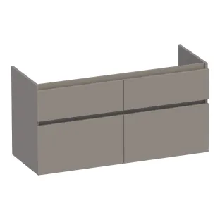 Brauer Delight wastafelonderkast - 120x46x60 cm - 4 laden greeploos - softclose - 2 sifonuitsparingen - MDF gelakt - Mat Taupe