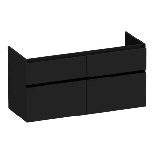 Brauer Delight wastafelonderkast - 120x46x60 cm - 4 laden greeploos - softclose - 2 sifonuitsparingen - MDF gelakt - Mat Zwart