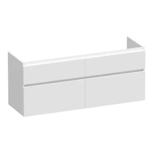 Brauer Delight washbasin cabinet - 140x46x60 cm - 4 drawers handleless - soft close - 2 siphon cut-outs - MDF lacquered - Matt White