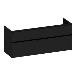Brauer Delight wastafelonderkast - 140x46x60 cm - 4 laden greeploos - softclose - 2 sifonuitsparingen - MDF gelakt - Mat Zwart