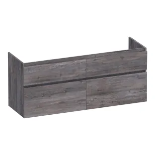 Brauer Delight washbasin cabinet - 140x46x60 cm - 4 drawers handleless - soft close - 2 siphon cut-outs - MFC - Driftwood