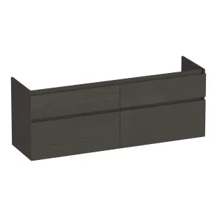Brauer Delight washbasin cabinet - 140x46x60 cm - 4 drawers handleless - soft close - 2 siphon cut-outs - MFC - Timber Anthracite