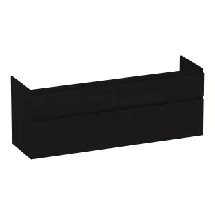 Brauer Delight washbasin cabinet - 140x46x60 cm - 4 drawers handleless - soft close - 2 siphon cut-outs - MFC - Timber Black