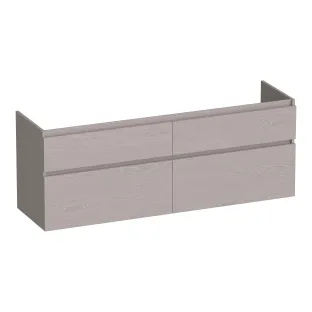 Brauer Delight washbasin cabinet - 140x46x60 cm - 4 drawers handleless - soft close - 2 siphon cut-outs - MFC - Timber Greige