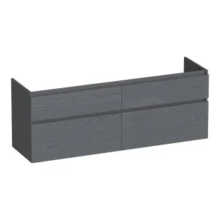 Brauer Delight wastafelonderkast - 140x46x60 cm - 4 laden greeploos - softclose - 2 sifonuitsparingen - MFC - Timber Grey