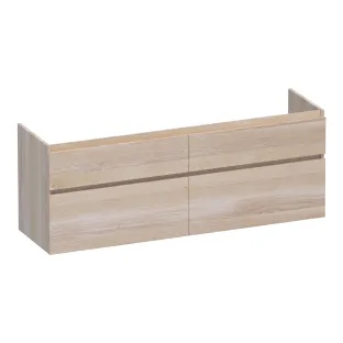 Brauer Delight washbasin cabinet - 160x46x60 cm - 4 drawers without handles - soft close - 2 siphon cut-outs - continuous slats - Solid oak white