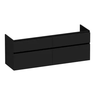 Brauer Delight wastafelonderkast - 160x46x60 cm - 4 laden greeploos - softclose - 2 sifonuitsparingen - MDF gelakt - Mat Zwart