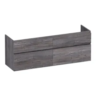 Brauer Delight washbasin cabinet - 160x46x60 cm - 4 drawers handleless - soft close - 2 siphon cut-outs - MFC - Driftwood