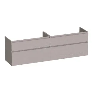 Brauer Delight washbasin cabinet - 160x46x60 cm - 4 drawers handleless - soft close - 2 siphon cut-outs - MFC - Timber Greige
