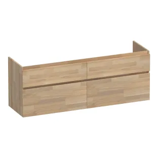 Brauer Delight washbasin cabinet - 160x46x60 cm - 4 drawers without handles - soft close - 2 siphon cut-outs - Finger joint oak gray
