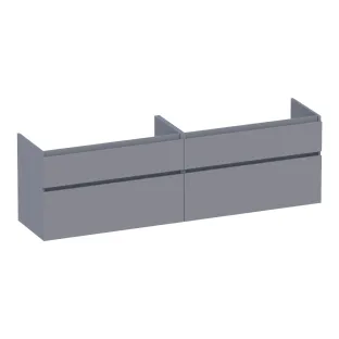 Brauer Delight wastafelonderkast - 200x46x60 cm - 4 laden greeploos - softclose - 2 sifonuitsparingen - MDF gelakt - Mat Grijs