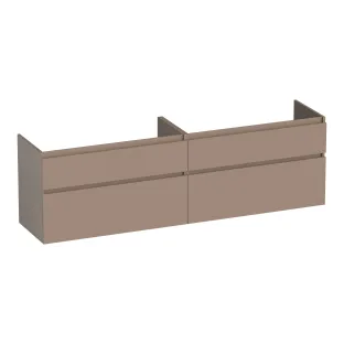 Brauer Delight washbasin cabinet - 200x46x60 cm - 4 drawers without handles - soft close - 2 siphon cut-outs - MDF lacquered - Matt Mocha