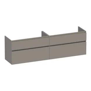 Brauer Delight washbasin cabinet - 200x46x60 cm - 4 drawers handleless - soft close - 2 siphon cut-outs - MDF lacquered - Matt Taupe