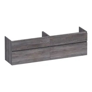 Brauer Delight washbasin cabinet - 200x46x60 cm - 4 drawers handleless - soft close - 2 siphon cut-outs - MFC - Driftwood