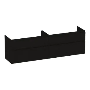 Brauer Delight washbasin cabinet - 200x46x60 cm - 4 drawers handleless - soft close - 2 siphon cut-outs - MFC - Timber Black