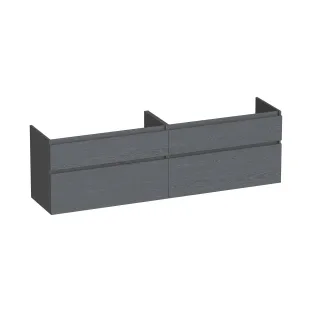 Brauer Delight washbasin cabinet - 200x46x60 cm - 4 drawers handleless - soft close - 2 siphon cut-outs - MFC - Timber Grey
