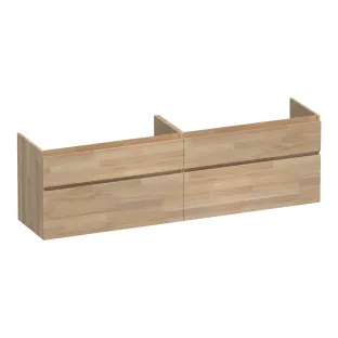Brauer Delight washbasin cabinet - 200x46x60 cm - 4 drawers without handles - soft close - 2 siphon cut-outs - Finger joint oak gray