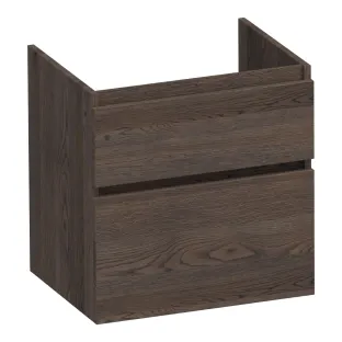 Brauer Delight wastafelonderkast - 60x46x60 cm - 2 laden greeploos - softclose - 1 sifonuitsparing - doorlopende lamellen - Massief eiken zwart