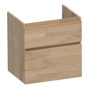Brauer Delight wastafelonderkast - 60x46x60 cm - 2 laden greeploos - softclose - 1 sifonuitsparing - Vingerlas eiken grijs