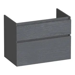 Brauer Delight washbasin cabinet - 80x46x60 cm - 2 drawers handleless - soft close - 1 siphon recess - MFC - Timber Grey