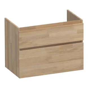 Brauer Delight wastafelonderkast - 80x46x60 cm - 2 laden greeploos - softclose - 1 sifonuitsparing - Vingerlas eiken grijs