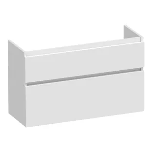 Brauer Delight washbasin cabinet shallow - 100x39x60 cm - 2 drawers handleless - soft close - 1 siphon recess - MDF lacquered - Gloss white