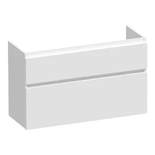 Brauer Delight wastafelonderkast ondiep - 100x39x60 cm - 2 laden greeploos - softclose - 1 sifonuitsparing - MDF gelakt - Mat Wit
