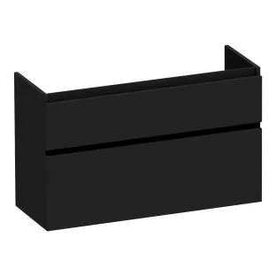 Brauer Delight washbasin cabinet shallow - 100x39x60 cm - 2 drawers handleless - soft close - 1 siphon recess - MDF lacquered - Matt Black