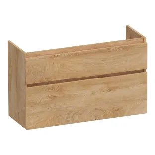 Brauer Delight washbasin cabinet shallow - 100x39x60 cm - 2 drawers handleless - soft close - 1 siphon recess - MFC - Forest Tan