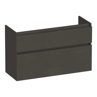 Brauer Delight wastafelonderkast ondiep - 100x39x60 cm - 2 laden greeploos - softclose - 1 sifonuitsparing - MFC - Timber Anthracite