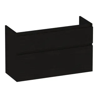 Brauer Delight washbasin cabinet shallow - 100x39x60 cm - 2 drawers handleless - soft close - 1 siphon recess - MFC - Timber Black
