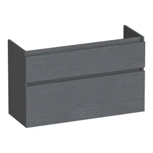 Brauer Delight washbasin cabinet shallow - 100x39x60 cm - 2 drawers handleless - soft close - 1 siphon recess - MFC - Timber Grey