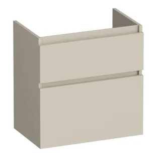 Brauer Delight washbasin cabinet shallow - 60x39x60 cm - 2 drawers handleless - soft close - 1 siphon recess - MDF lacquered - Matt Beige