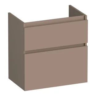 Brauer Delight wastafelonderkast ondiep - 60x39x60 cm - 2 laden greeploos - softclose - 1 sifonuitsparing - MDF gelakt - Mat Mokka