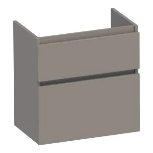 Brauer Delight wastafelonderkast ondiep - 60x39x60 cm - 2 laden greeploos - softclose - 1 sifonuitsparing - MDF gelakt - Mat Taupe