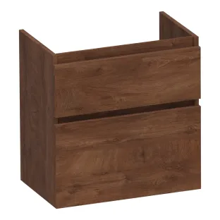 Brauer Delight wastafelonderkast ondiep - 60x39x60 cm - 2 laden greeploos - softclose - 1 sifonuitsparing - MFC - Forest Cacao