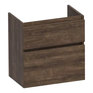 Brauer Delight wastafelonderkast ondiep - 60x39x60 cm - 2 laden greeploos - softclose - 1 sifonuitsparing - MFC - Grove