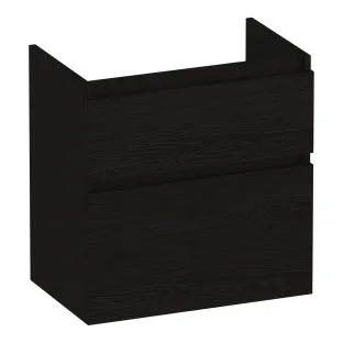 Brauer Delight wastafelonderkast ondiep - 60x39x60 cm - 2 laden greeploos - softclose - 1 sifonuitsparing - MFC - Timber Black